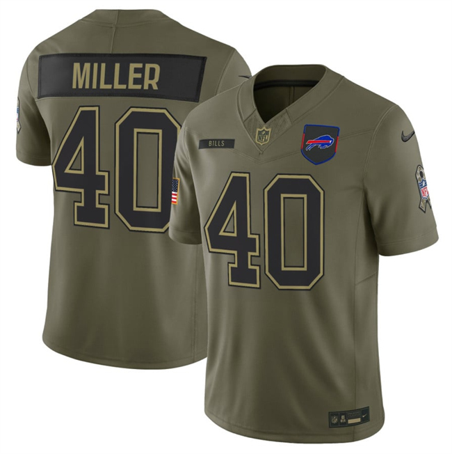 Men's Olive Buffalo Bills #40 Von Miller 2025 F.U.S.E. Salute to Service Limited Stitched Football Jersey